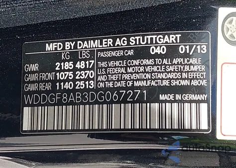 2013 Mercedes-Benz C 300 Luxury 4Matic/Sport 4Matic z USA, uszkodzony, nr VIN WDDGF8AB3DG067271